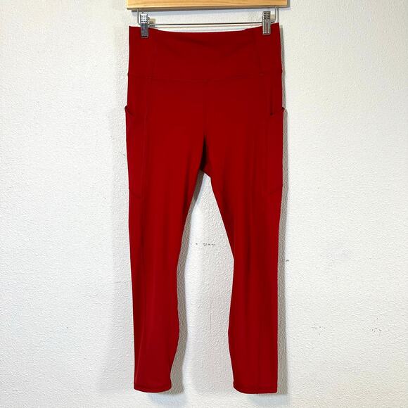 Fabletics PureLuxe Red Leggings 7/8 with Pockets, High Waisted, Size M/8 - Picture 4 of 10